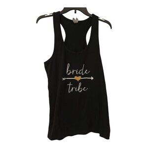 Women's Bride Tribe XL Black gold glitter heart Tank Top Extra Large